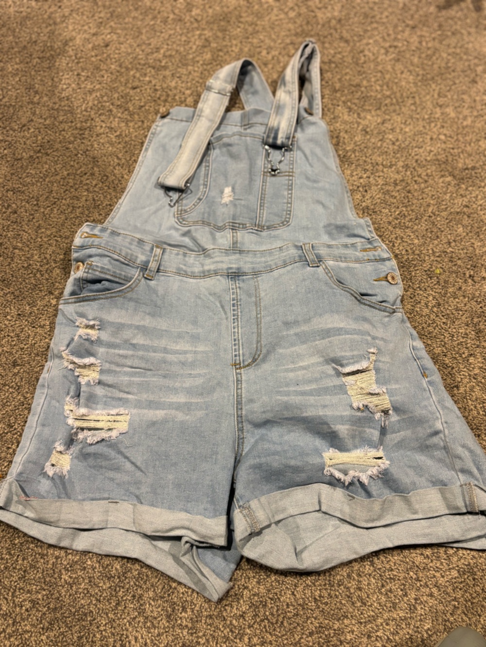 Light Blue Distressed Women's Jeans Overalls